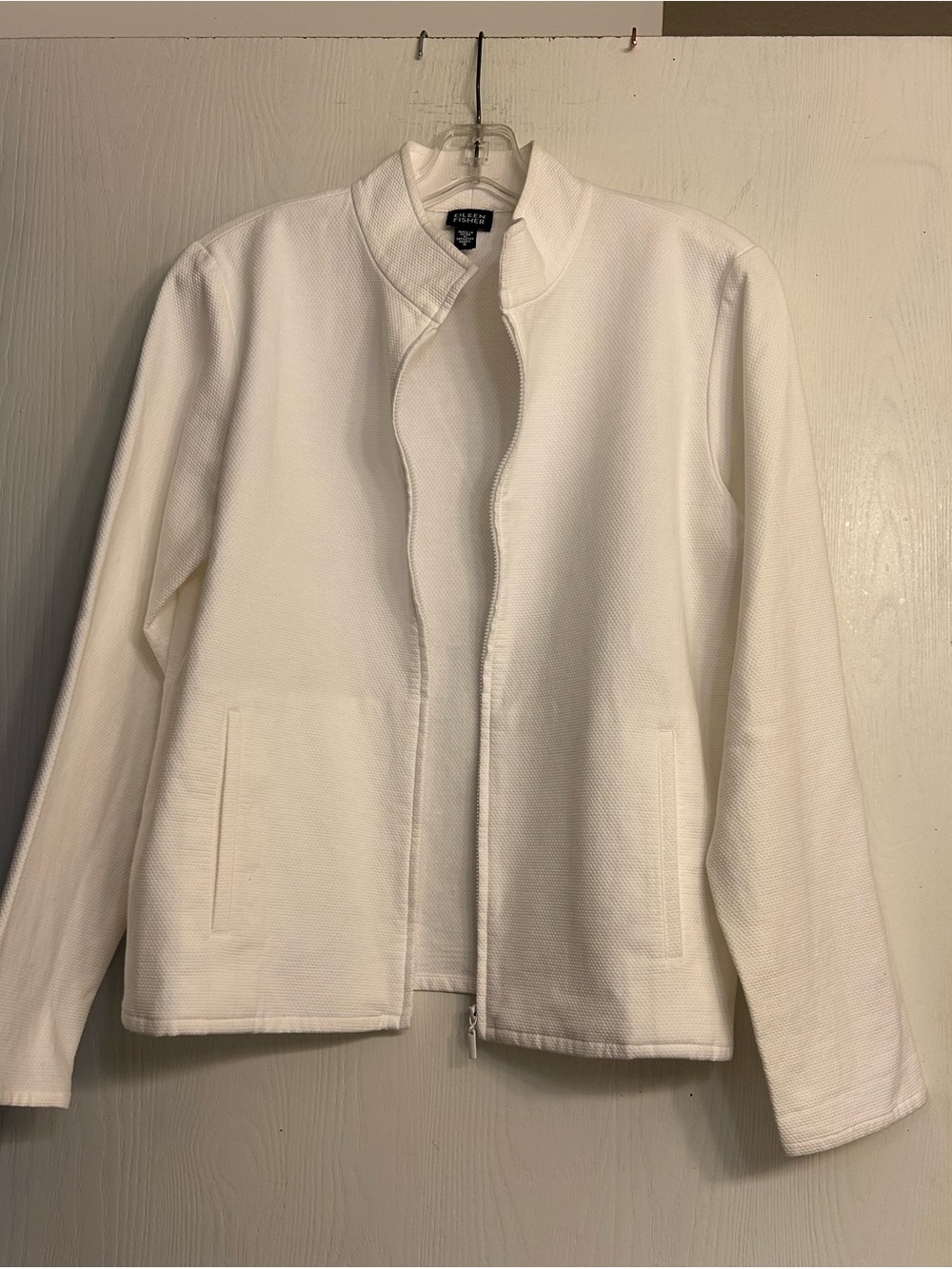 Eileen Fisher NWOT Textured White Zip Front Jacket. Size S. - Picture 2 of 6